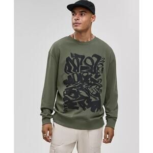 Mode of One Men's Relaxed-Fit Scribble Graphic Sweatshirt Green Size XXL